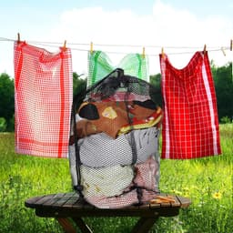 Set van 10 gaaszakjes met trekkoord - Grote nylon waszakken van gaas - Te gebruiken als cadeauzakjes, vaatwaszakjes - Met schuifbaar trekkoord - Geschikt voor keuken, sieraden, huwelijksgeschenken, huishoudelijke artikelen (30 x 40 cm) — thumbnail 2