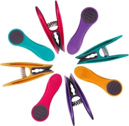 48 Kleurrijke wasknijpers met zachte grip en wasknijpertas van canvas - roestvrijstaal compressieveer - lila grijs — thumbnail 4