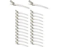 24 stuks Zilveren Haarspelden Professioneel Metaal 9 cm - Styling en Splitsklemmen