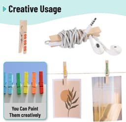 30 stuks clips - Kledingclips - Sluitclips voor voedselzakken - Mini houten haringen - Labelclips voor planten - Knijpers voor decoratie - Houten veerklemmen - Voor kleding, foto's, decoraties en doe-het-zelf-activiteiten (7,2*1 cm) — thumbnail 3
