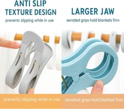 3 Stuks - Plastic Quiltclips - Winddichte Handdoekklem - Wasknijpers - Grote Knijpers - Grote Winddichte clip - Kledingklem - Sterke Handdoekklem - Strandhanddoekclips - Blauw — thumbnail 4