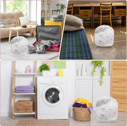 Waszakken - 2 Stuks - Met Trekkoord - Herbruikbare - Polyester - Waszakken voor wasgoed - Opbergtas - Netwaszakken - Geschikt voor Babykleding, Bh's, Ondergoed, Sokken, Shirts - 30x40cm - Wit — thumbnail 2