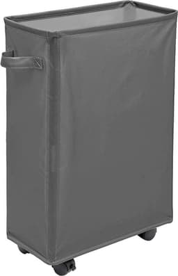 Dunne wasmand op wielen - opvouwbare wasmand - rechthoekige organizer - 40 l donkergrijs — thumbnail 1