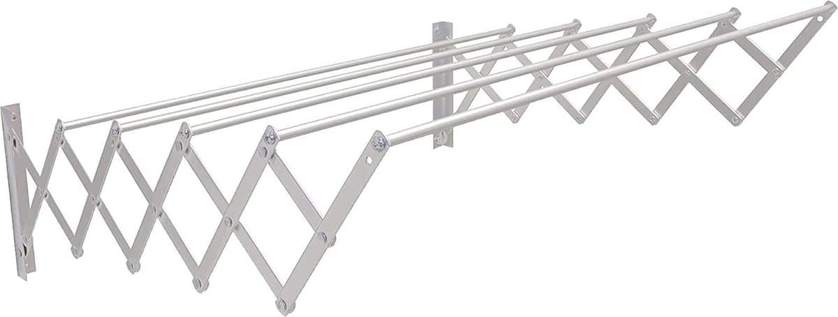 Wanddroogrek Uittrekbaar Aluminium Droogrek 80cm - Roestvrij en Corrosiebestendig - Eenvoudige Wandmontage - Inklapbaar Ruimtebesparend - Binnen en Buiten Gebruik - Zilver - Metaal Wanddroogrek — afbeelding 1