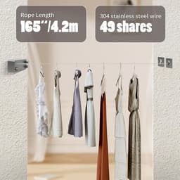 Retractable Clothesline 4.2 m Pull-Out Adjustable Waterproof Hanging Clothesline- Indoor Outdoor Use — thumbnail 5
