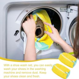 Schoenwaszak wasmachine - multi-bescherming - dikke waszak - verhoogde wrijving - 360 graden rondom reiniging - anti-wikkel - geel - 39 x 19 cm — thumbnail 2