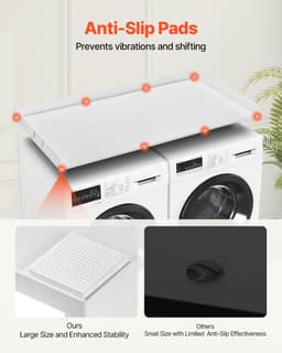 Wasmachine-Droger Werkblad, 137,2 x 68,6 cm Houten Werkblad met anti-slip Pads, Waterafstotend voor Organisatie en Opslag in de Wasruimte, meer Ruimte en Functionaliteit, Wit — thumbnail 3