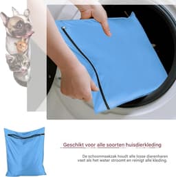 Waszakken voor huisdieren - Waszakken van twill polyester - Grote waszakken met rits - Voorkomt dat waszakken verstopt raken door dierenhaar - Waszakken voor huisdierendekens - Geweldig voor honden en katten (60x70cm) - blauw-S — thumbnail 3