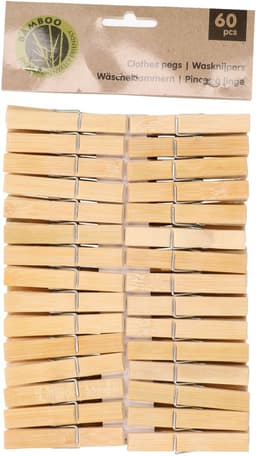 Ultra clean wasknijpers - 300x - bamboe hout - 7 cm - wasspelden knijpers - was ophangen - drogen — thumbnail 4