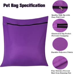 1 grote waszak voor dierenhaar - 60x70cm paarse netzak voor honden, katten en paarden - voorkomt verstopping van de wasmachine — thumbnail 4