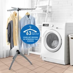 Artmoon Cedar - Stevig Ruimtebesparend Inklapbaar Droogrek - Opvouwbaar Staand Wasdroogrek - Was Droger Rek Toren - Kleding Wasrek Hangrek Voor 63 Kleding Hangers - Droogtoren 2 Volle Wastrommels - Voor Badkamer/Balkon/Binnen/Buiten - Opklapbaar — thumbnail 3