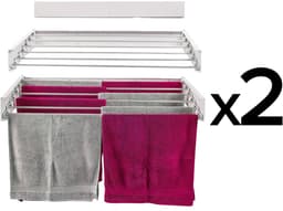 2x Foxydry Hide 101 cm Wit - Droogrek wandmontage - Intrekbare waslijn voor aan de muur - Kleur Wit - 101 x 50 x 13 cm — thumbnail 1