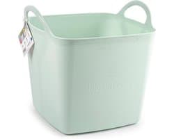 Plasticforte Kuip/emmer/wasmand - flexibel - lichtgroen - 27 liter - vierkant - kunststof - 36 x 34 x 37 cm