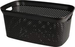Storage Solutions Wasmand van rotan gevlochten - 2x - zwart - kunststof - 35 liter - 35 x 53 x 23 cm — thumbnail 2