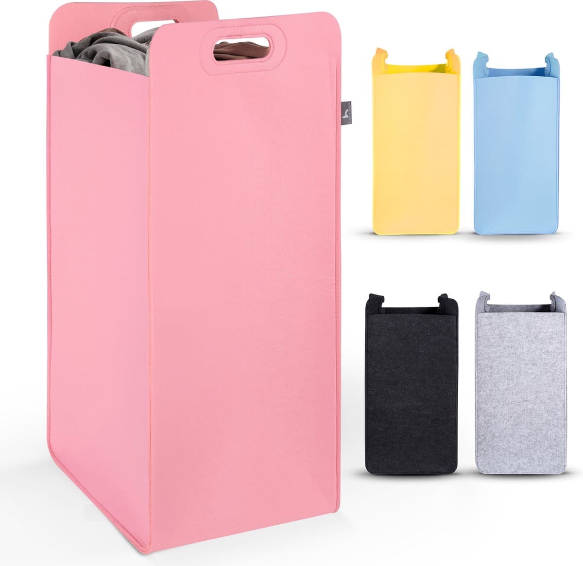 HENNEZ Wasmand met deksel van 140L opvouwbaar met scheiding en een bamboe frame - inclusief waszak - beige — afbeelding 1