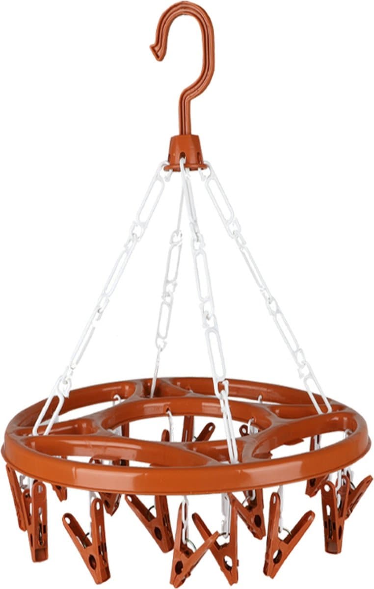 Urban Living Wasgoed droogcarrousel/droogmolen - 18 clips/knijpers - terra - kunststof - 32 cm — afbeelding 1