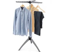 TATKRAFT Art Moon CEDAR stevig opvouwbaar kledingrek, kleerhangerstandaard, droogrek binnen/buiten, max. capaciteit 22 kg of 63 kleerhangers, eenvoudig te monteren, grijs — afbeelding 1