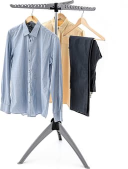 TATKRAFT Art Moon CEDAR stevig opvouwbaar kledingrek, kleerhangerstandaard, droogrek binnen/buiten, max. capaciteit 22 kg of 63 kleerhangers, eenvoudig te monteren, grijs — thumbnail 1