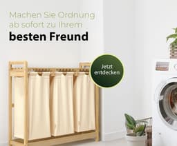 Equivera Wasmand 3 Vakken - Wassorteerder - Driedelige Wasmand - Organizer Kleding - Laundry Basket - Wasbox — thumbnail 4