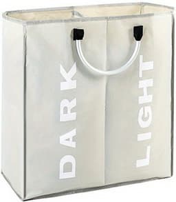 Bovista Wassorteerder - Wasmand 2 Vakken - Laundry Basket - Wassorteerder Op Wieltjes - Bag - Lichtgrijs — thumbnail 1