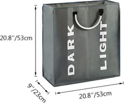 Bovista Wassorteerder - Wasmand 2 Vakken - Laundry Basket - Wassorteerder Op Wieltjes - Bag - Donkergrijs — thumbnail 2