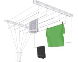 Plafondwasdroger - Ruimtebesparend droogrek 6 x 110 cm voor badkuip - Badkameraccessoires - Plafondmontage - Wit