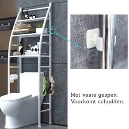 Damenzo - Opbergrek - Opbergkast - Organizer - Badkamer - Rek - 3 laags - Wasmachine ombouwrek - Toilet ombouwrek - 43x166cm - Wit — thumbnail 3