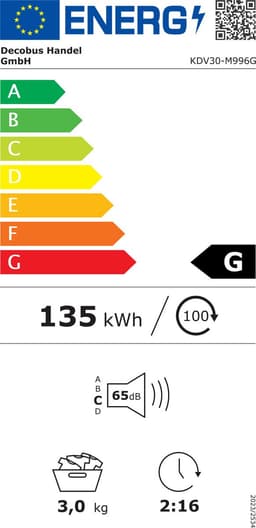 Mini Trommeldroger 3 Kg - 1350W Afvoerdroger Met 8 Programma's, NTC Sensor, Wandmontage - Wit — thumbnail 2
