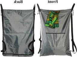 Praktische waszak voor onderweg, vuilniszak voor kleding, hangend aan de deur, schoudertas, grijs — thumbnail 4