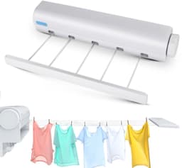 Dailygoods- Waslijn Uittrekbaar 3,75 m - Wanddroogrek - Draagbare Waslijn - Ruimtebesparend - Multifunctioneel Ontwerp - Eenvoudige Installatie - Drooglijn — thumbnail 1