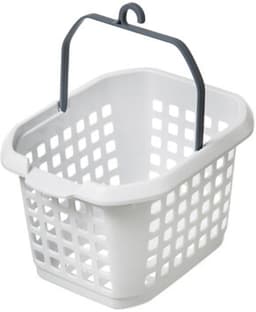 Wasmand - Wasknijpermandjes - Wasknijper Opbergmand met Handvat - Wasknijperhouder - Waslijn Accessoires - Wasruimte Organiser - Kunststof - 4 Liters - 22.5 x 13.5 x 17.5 cm - Wit & Donkergrijs — thumbnail 3