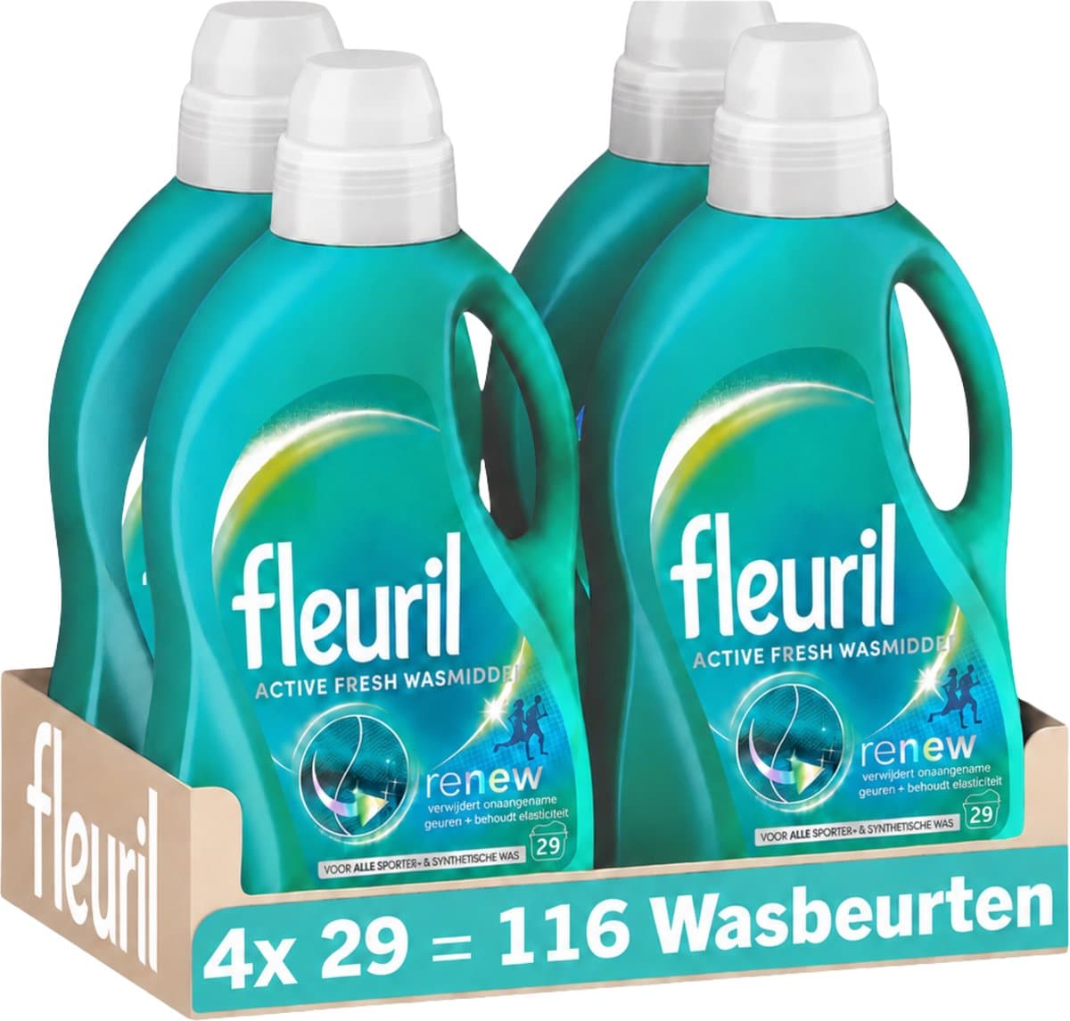 Fleuril Active Fresh - Vloeibaar Wasmiddel - Alle Kleuren Was - 4x29 Wasbeurten - Voordeelverpakking — afbeelding 1