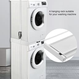 Wasmachine Droger Stapelset - Tussenframe Uittrekbaar - Ruimte Besparen - Met Uittrekbare Plank - 60 Cm Breed - Wit — thumbnail 1