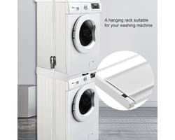 Wasmachine Droger Stapelset - Tussenframe Uittrekbaar - Ruimte Besparen - Met Uittrekbare Plank - 60 Cm Breed - Wit