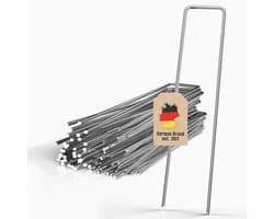 Intirilife 50 x grondanker 200 x 25 x 3,4 mm van gegalvaniseerd roestvrij staal - onkruidvliesbevestiging grondnagel grondbeugel