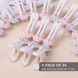 Wasknijpers Kattenpoot - Kledinghangers Haken - Huishouden Organiseren - Uniek Schattig Design - 24 Stuks - Roze Bruin — thumbnail 5