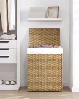 Songmics - Wasmand - Handgeweven Rattan - 90L - Organizer met Deksel — thumbnail 5