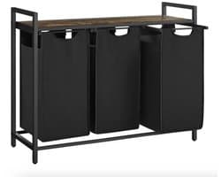 Wasmand 39,8L met 4 Compartimenten – Was Sorteerder– Oxford Stof Wasopslag met Interne Verdelers – Stevige Was Organizer voor Badkamer of Wasruimte – Bruin/Zwart