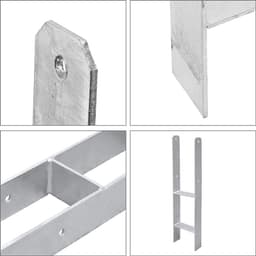 H-anker zwaar - Paalhouder H-profiel - Terras en schutting - Verdikt staal 4.75mm - 600x60mm 81mm diep - Verzinkt — thumbnail 3