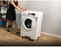 Linkforu - Verstelbare Wasmachine Verhoger - Verrijdbare Onderwagen - Anti Vibratie - 47-69 CM – Wit — thumbnail 3