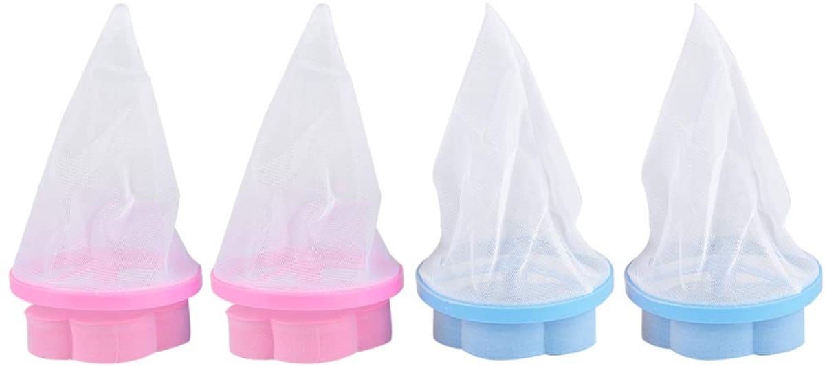 Livia home - drijvende waslint - herbruikbare wasmachine pluizenvanger - blauw en roze - haarverwijderaar - filterzak - geschikt voor wasserij - 4 stu — afbeelding 1