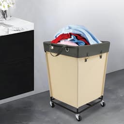 Calivari XXL Wasmand 210L op Wielen – Opvouwbare Wasmand – Premium Oxford Stoffen Laundry Basket – Lichtgeel — thumbnail 1