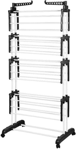 Linkforu - Verrijdbaar Kledingrek - Droogrek - Met 3 Opbergplanken - Wielen - Ruimtebesparend - 170CM - Multifunctioneel — thumbnail 2