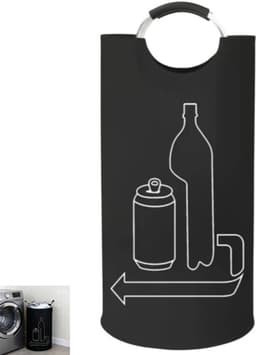Verzamelbak voor lege flessen - Opbergzakken van Oxford-stof - Wasmand - 115L verzamelbak voor statiegeldflessen - voor voorraadkast, garage, thuiskantoor, camping, picknick, kofferbak - 83.5×43.5cm - zwart — thumbnail 1