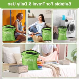 Waterdichte Waszakken Set van 4 - Vuilwaszakken in 3 Maten voor Zwemmen, Yoga en Reizen - Opvouwbare Waszakken voor Gezinnen en Vakanties (Groen) — thumbnail 3