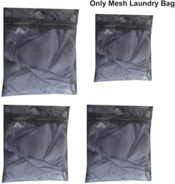 Dailygoody - Wasnet voor wasmachine - Waszak met ritssluiting - Zwart - Geschikt voor kleding - 4 stuks voor ondergoed en babykleding — thumbnail 2