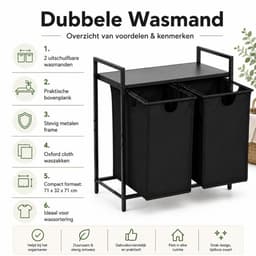 Ceruzo Dubbele Wasmand – Uitschuifbaar – Was Sorteren – Zwart — thumbnail 5