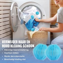 TEKROA® Wasbollen - Herbruikbare wasballen - 12 Stuks- 5 cm diameter - Verwijdert haar en vlekken - Wasmachine / Wasgoed Huisdierhaarvanger - Wasdrogerballen - Verwijdert katten- en hondenhaar uit kleding - Blauw — thumbnail 2