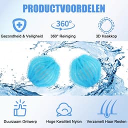 TEKROA® Wasbollen - Herbruikbare wasballen - 12 Stuks- 5 cm diameter - Verwijdert haar en vlekken - Wasmachine / Wasgoed Huisdierhaarvanger - Wasdrogerballen - Verwijdert katten- en hondenhaar uit kleding - Blauw — thumbnail 4