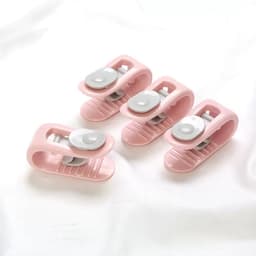 Set van 8 antislip, naaldvrije clips voor dekbedovertrekken, te gebruiken voor het vastzetten van lakens, dekbedden, kleding, sokken, gordijnen en dekbedovertrekken. Roze. — thumbnail 4